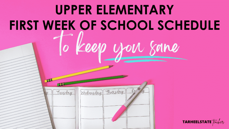 A first week of school schedule built on 5 protected priorities: belonging, reading life, growth mindset, spelling assessment, and writer's notebooks.