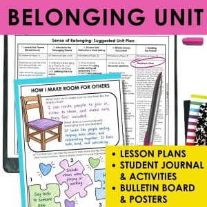 belonging student journal pages sense of belonging SEL activities