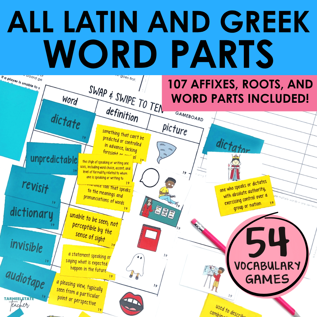 latin and greek word parts suffixes affixes bundle of games and activities