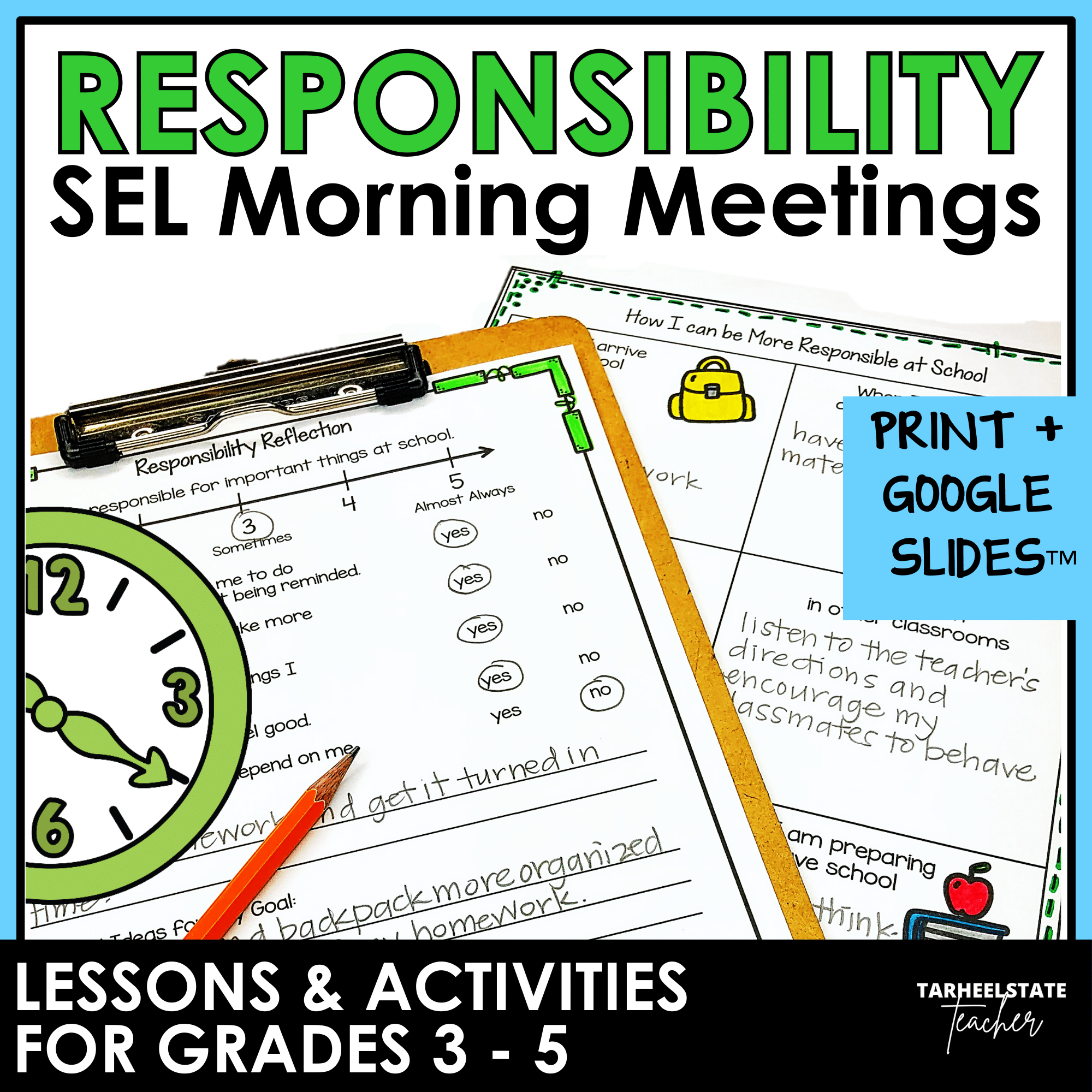lessons and activities for teaching responsibility social emotional learning unit