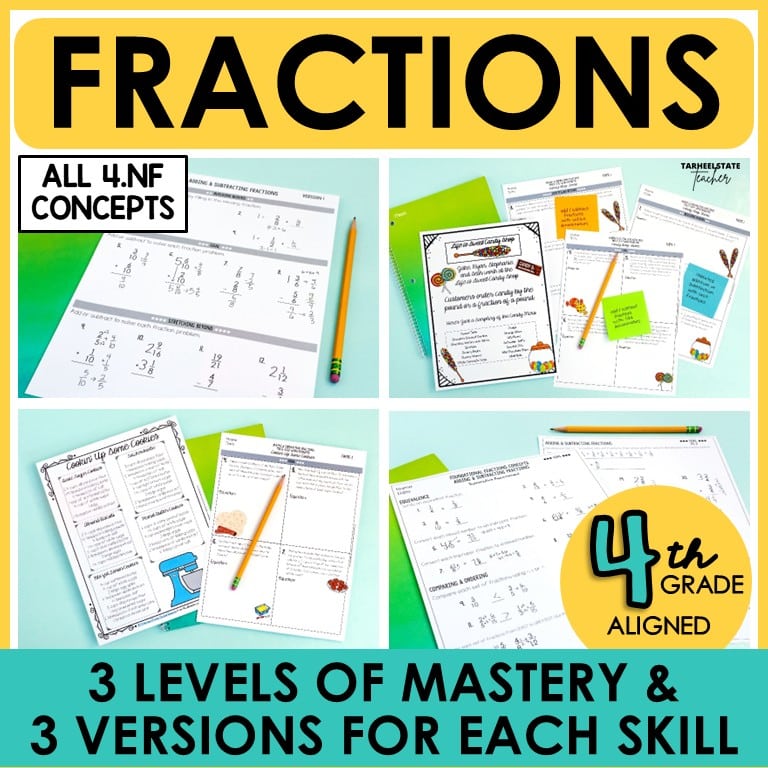4th fractions 4nf standards worksheets