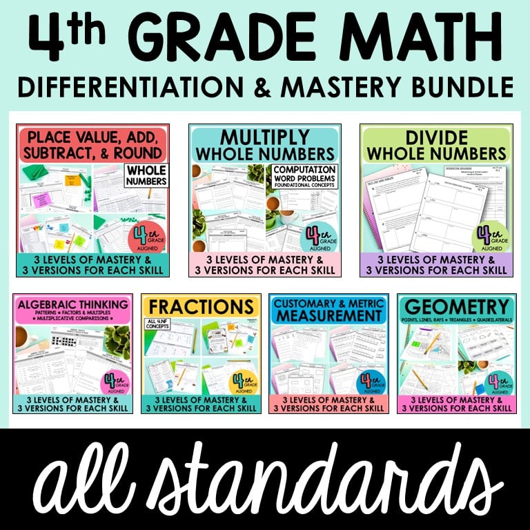 4th grade math common core standards bundle