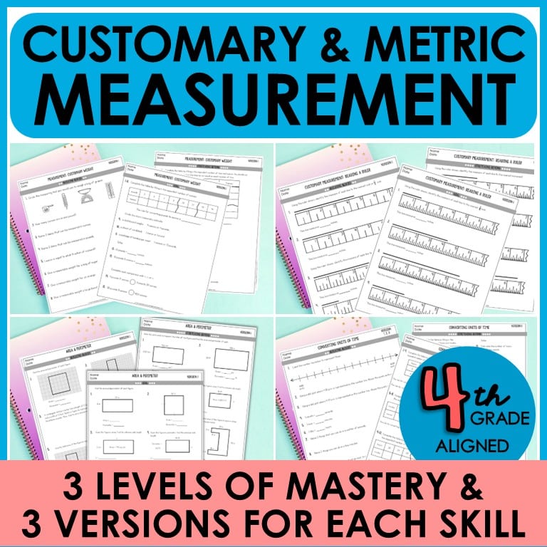 4th grade measurement standards customary metric measurement