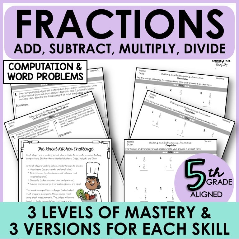 5th grade fractions differentiated