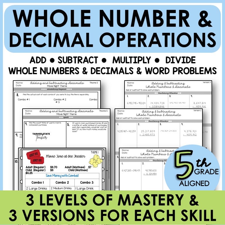 5th operations w decimals 5NBT standards
