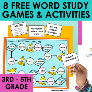 8 free word study spelling game centers for upper elementary 3rd 4th 5th grade