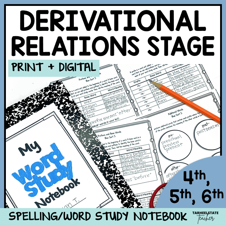 Printable & digital engaging word study notebook activities for morphology, Greek/Latin roots, affixes & etymology. WTW Derivational Relations 2nd & 3rd Edition.
