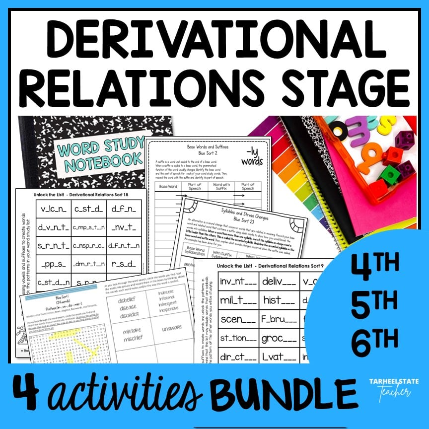 Spelling activities, worksheets, and resources for the classroom and at-home practice for spellers in the Derivational Relations stage.