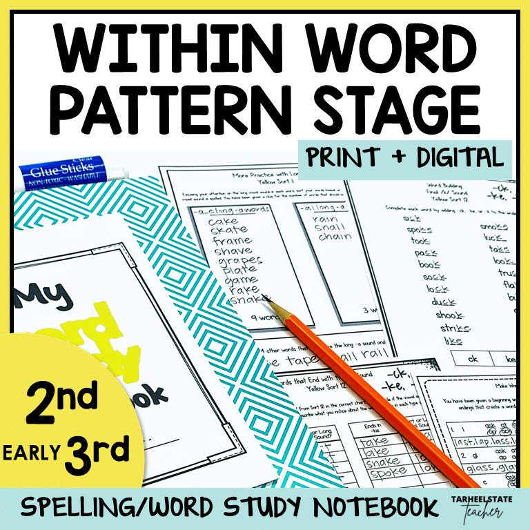 Printable & digital notebook activities for short/long vowels, CVCe, CVVC, r-controlled vowels, homophones & more. WTW WWP.