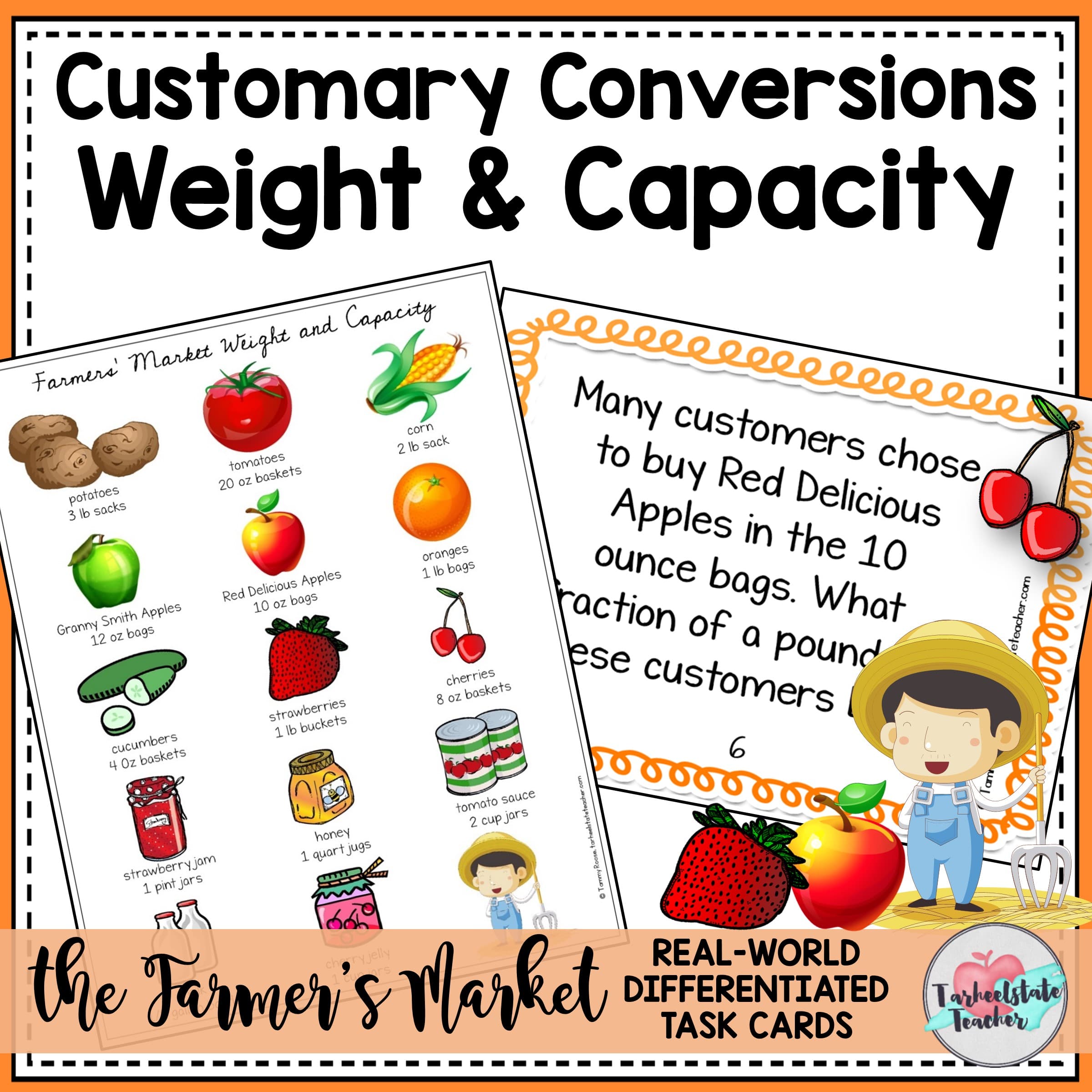 customary capacity weight conversions task cards
