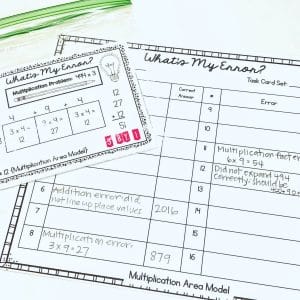 area model multiplication with error analysis task cards