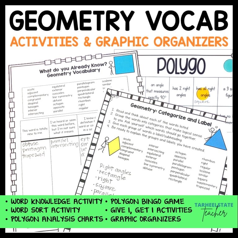 geometry vocabulary activities geometry graphic organizers