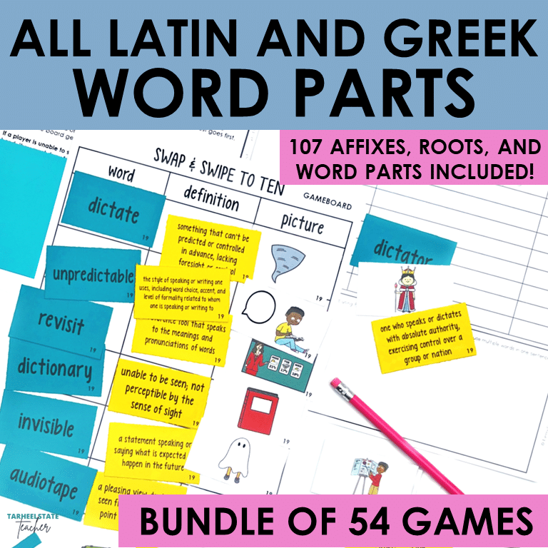 greek and latin roots games bundle