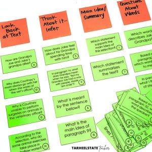 reading comprehensioon test questions sort activity for standardized reading test prep