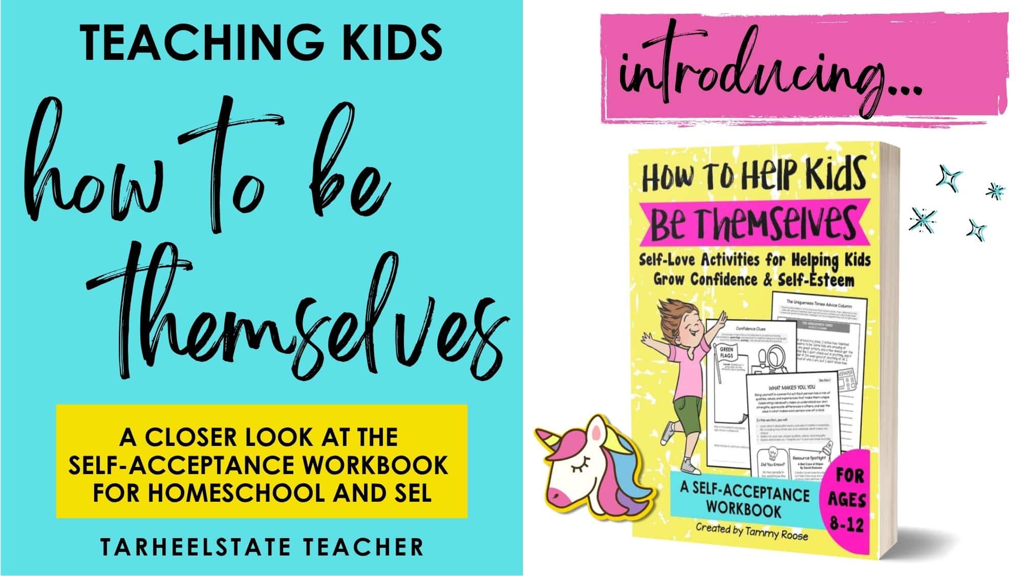 An SEL workbook with individuality and self-esteem improving activities centered around being true to yourself and celebrating differences