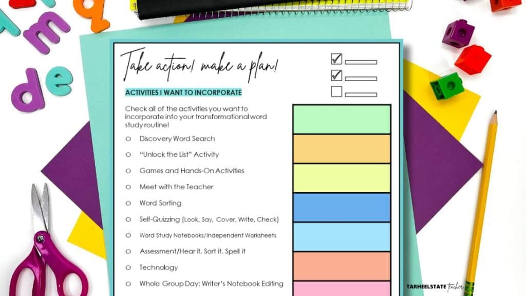 Checklist for Deciding on Spelling Activities to Incorporate into your Word Study Routine