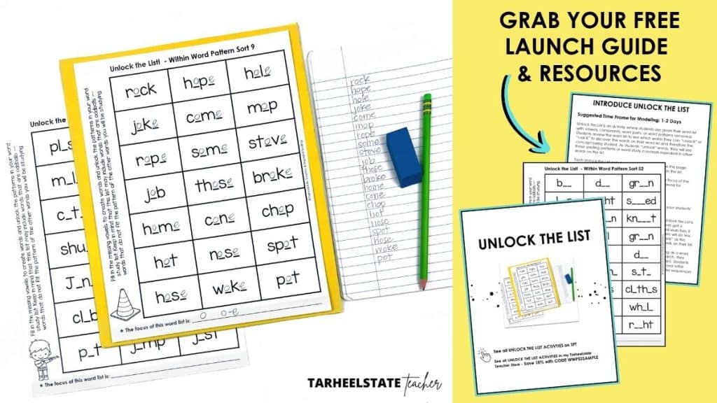 unlock the list - an interactive spelling activity for students to identify the spelling pattern they are working on