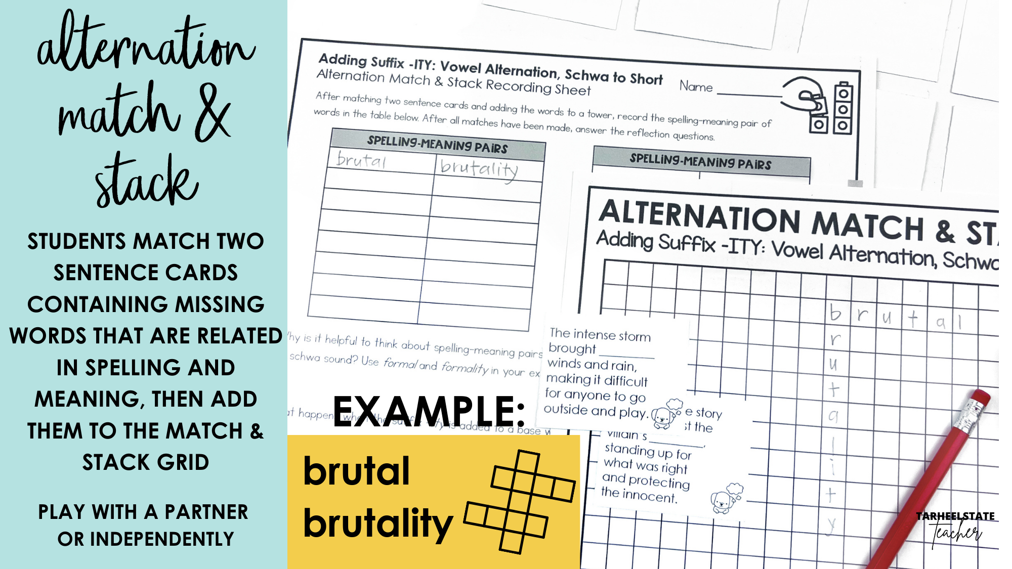 Examining Vowel and Consonant Alternation in Related Words through the Spelling-Meaning Connection - Derivational Relations Spellers - AlternationMatch26StackActivity23 AlternationMatch26StackActivity23