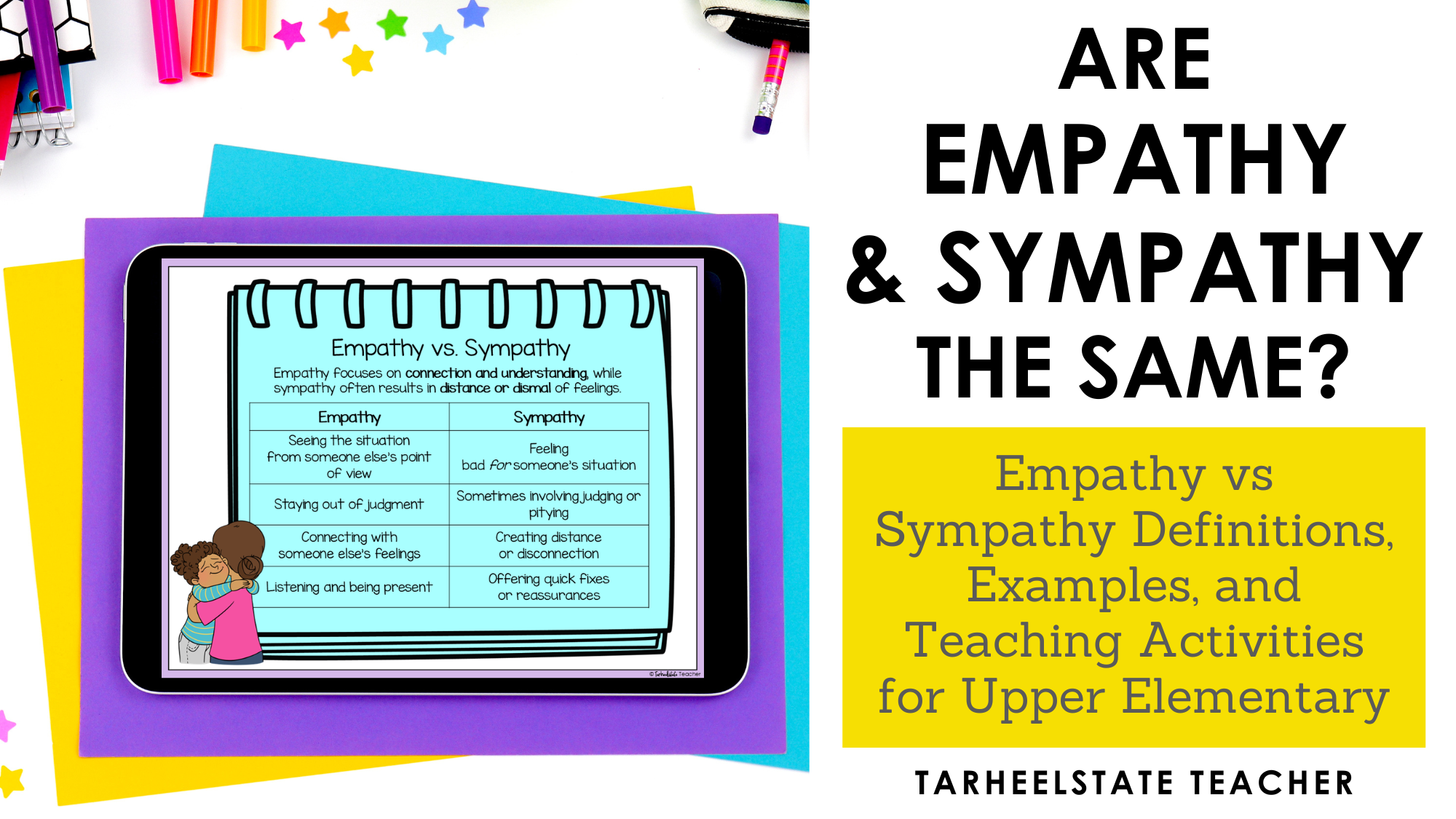Get More Out of Morning Meetings: Free 5-Day Professional Development for Teachers - EmpathyvsSympathyBlogPostHeader Are Empathy and Sympathy the Same? Empathy vs Sympathy Definitions, Examples, and Teaching Activities for Students