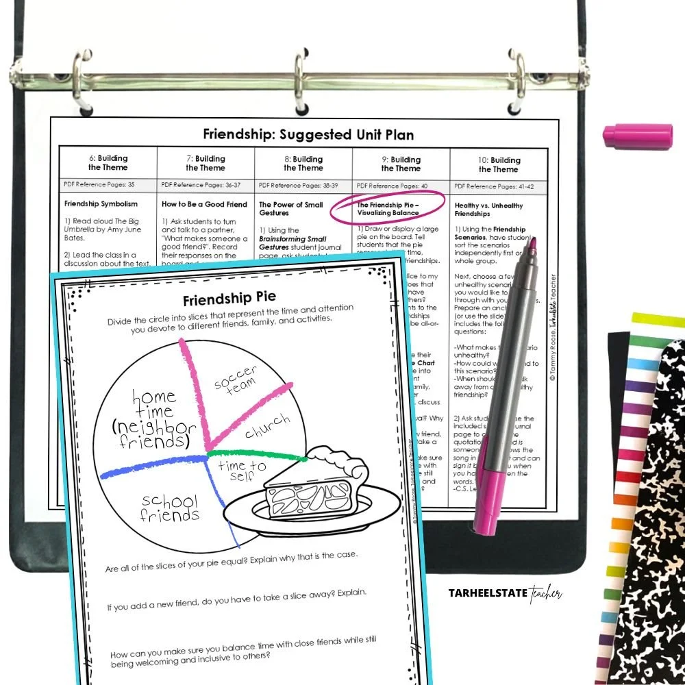 a friendship activity helping students with understanding balancing friends and relationships