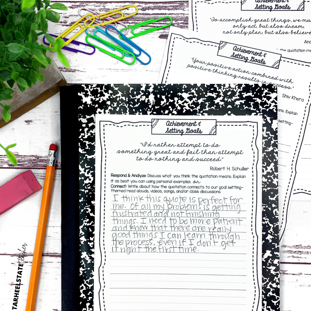 Teaching Students About Goal Setting - Methods, Strategies, Tips, and a PEP Talk! - GoalSettingAnalyzingQuotations232 goal setting quotes