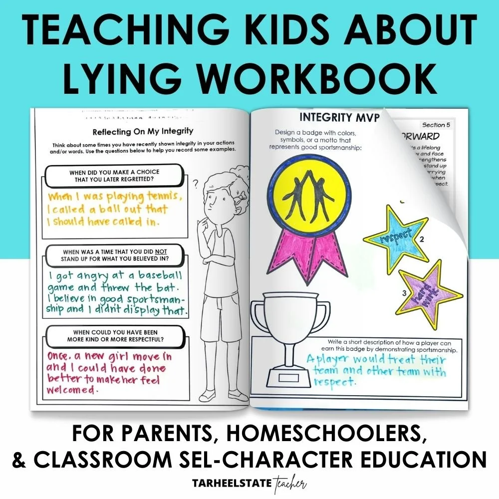 Teaching Kids About Honesty and Integrity: A Character-Building Homeschool and SEL Workbook for Ages 8–12 - TeachingKidsAboutLyingIntegrityWorkbookImage1 telling the truth for kids workbook on integrity