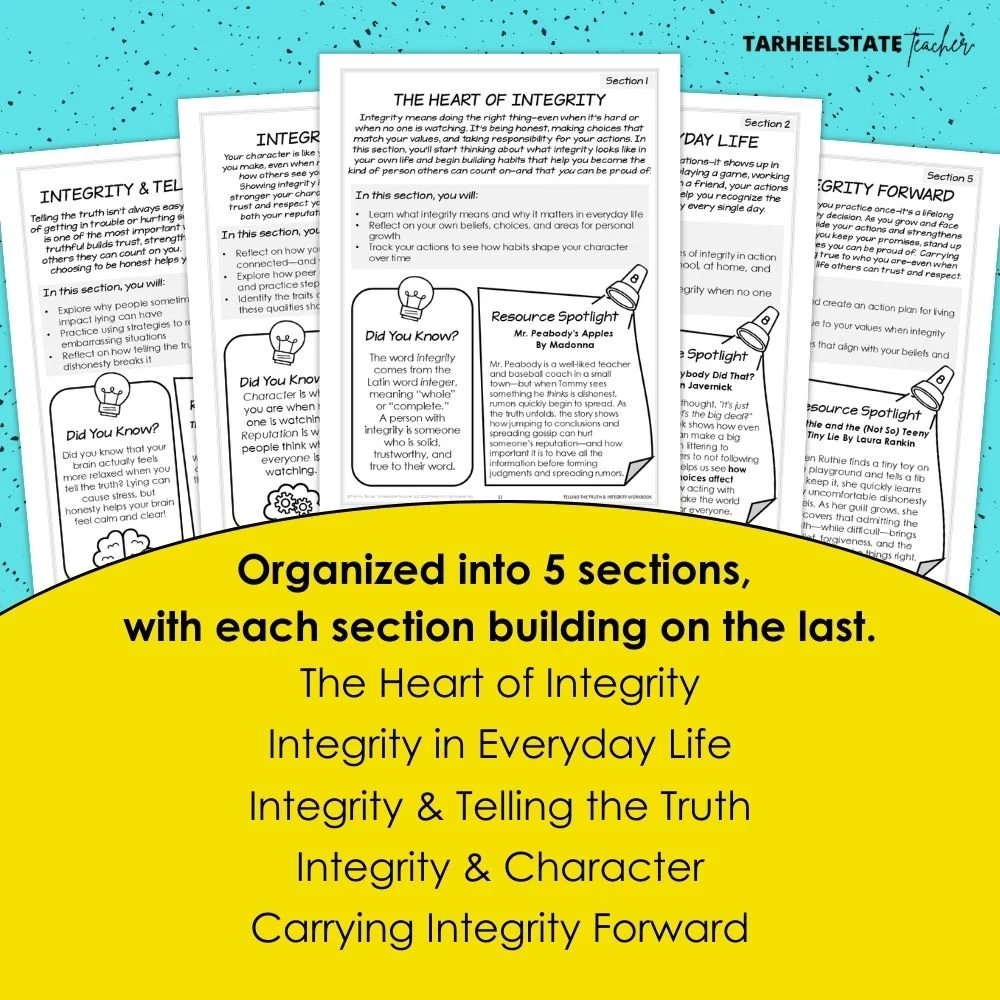 Teaching Kids About Honesty and Integrity: A Character-Building Homeschool and SEL Workbook for Ages 8–12 - TeachingKidsAboutLyingIntegrityWorkbookImage2 telling the truth for kids workbook on integrity