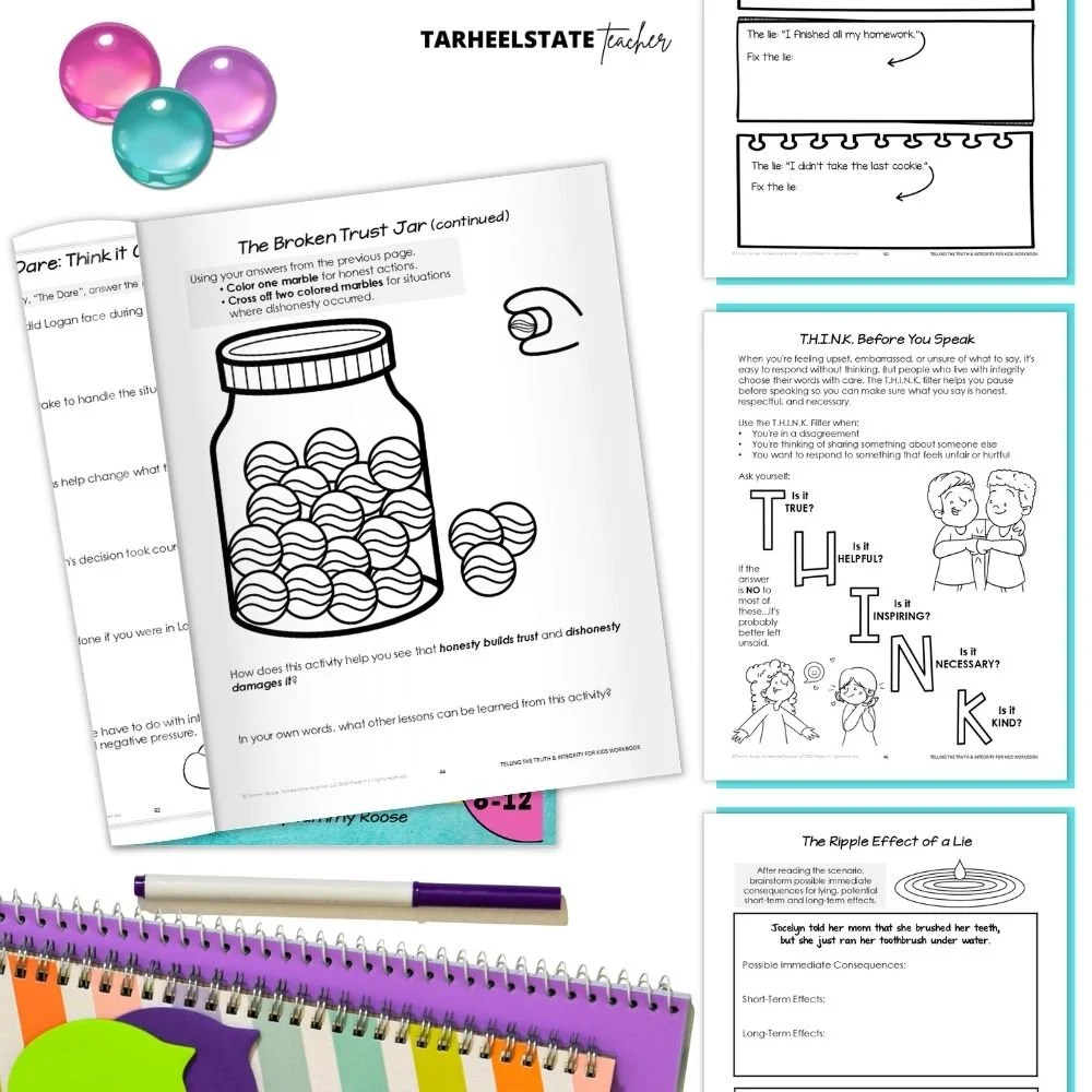 Teaching Kids About Honesty and Integrity: A Character-Building Homeschool and SEL Workbook for Ages 8–12 - TeachingKidsAboutLyingIntegrityWorkbookImage5 telling the truth for kids workbook on integrity