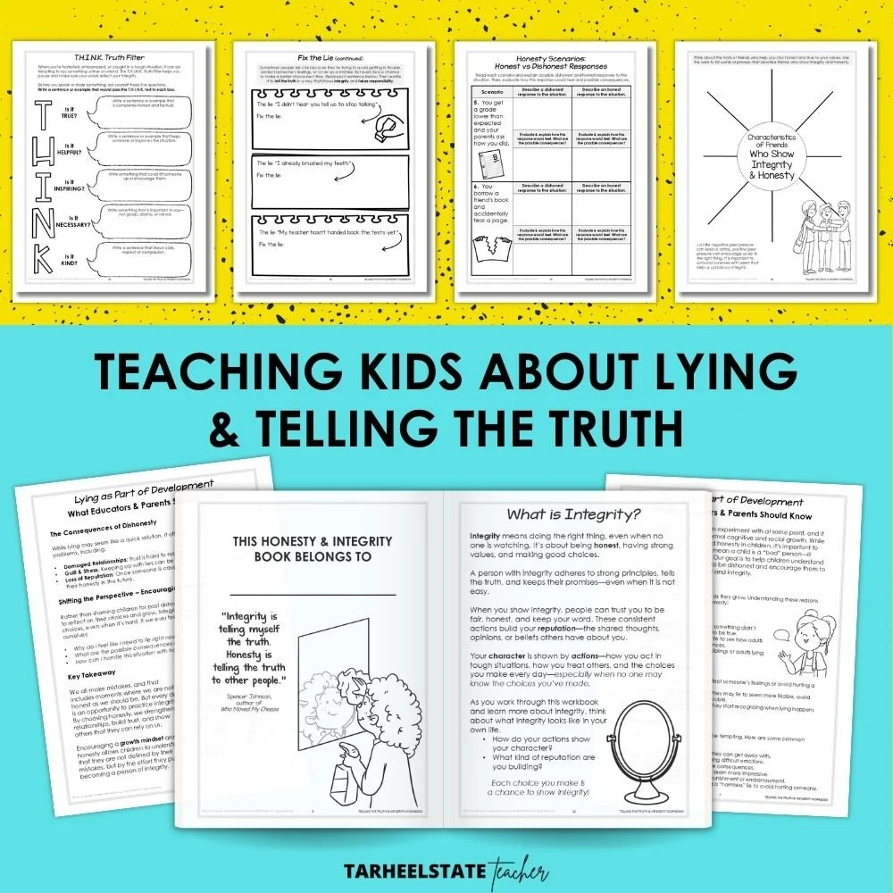 Teaching Kids About Honesty and Integrity: A Character-Building Homeschool and SEL Workbook for Ages 8–12 - TeachingKidsAboutLyingIntegrityWorkbookImage9 telling the truth for kids workbook on integrity