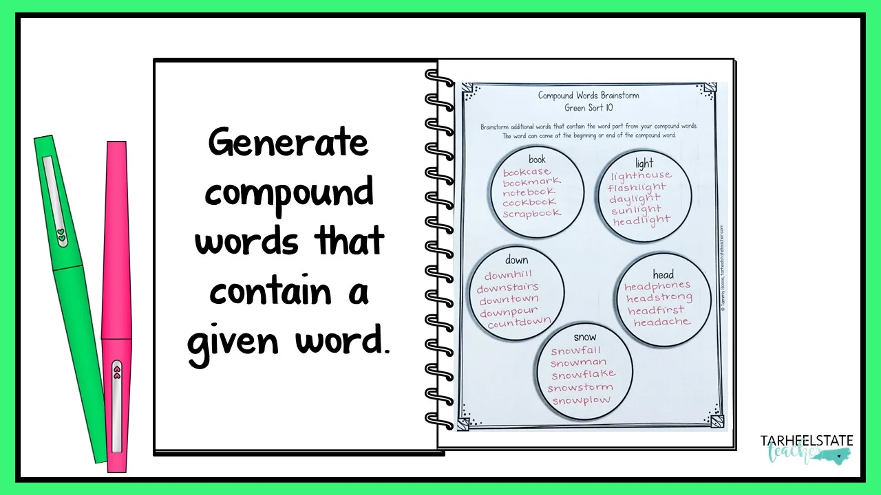 spelling worksheets for students working with compound words in the syllables and affixes spellers stage