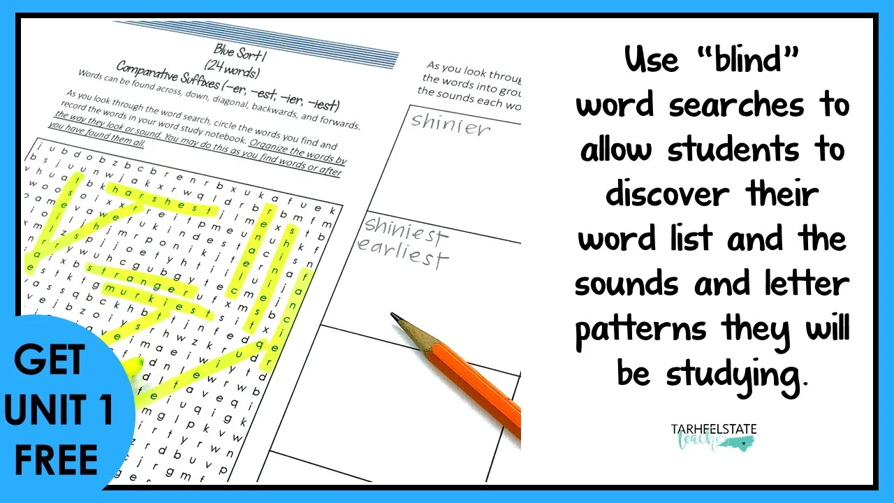 word searches for spelling lists in the derivational relations spellers stage of words their way
