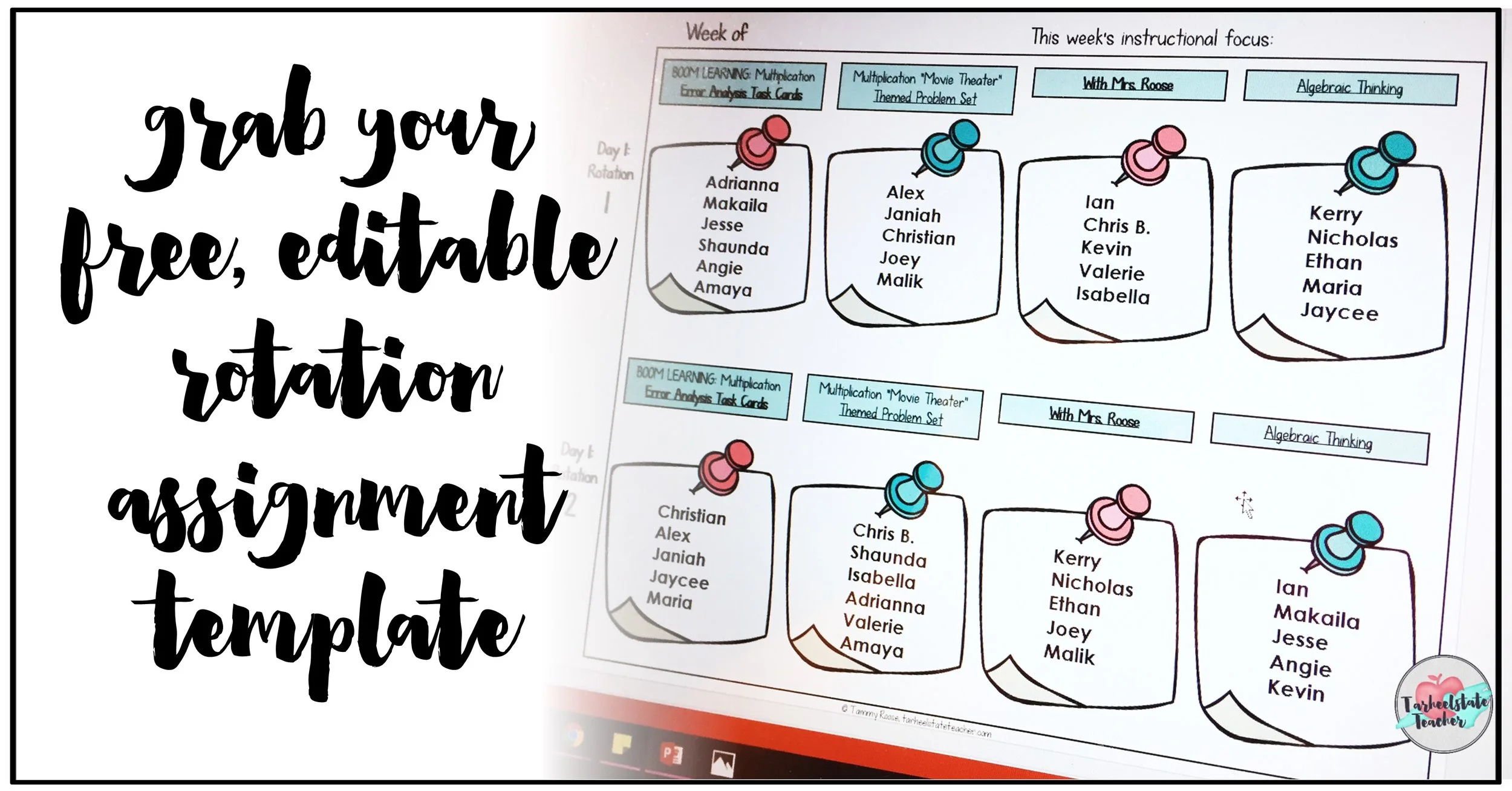 Free Math Stations Rotation Template for Upper Elementary - freemathstationrotationtemplateandschedule Free editable math stations rotation assignment template