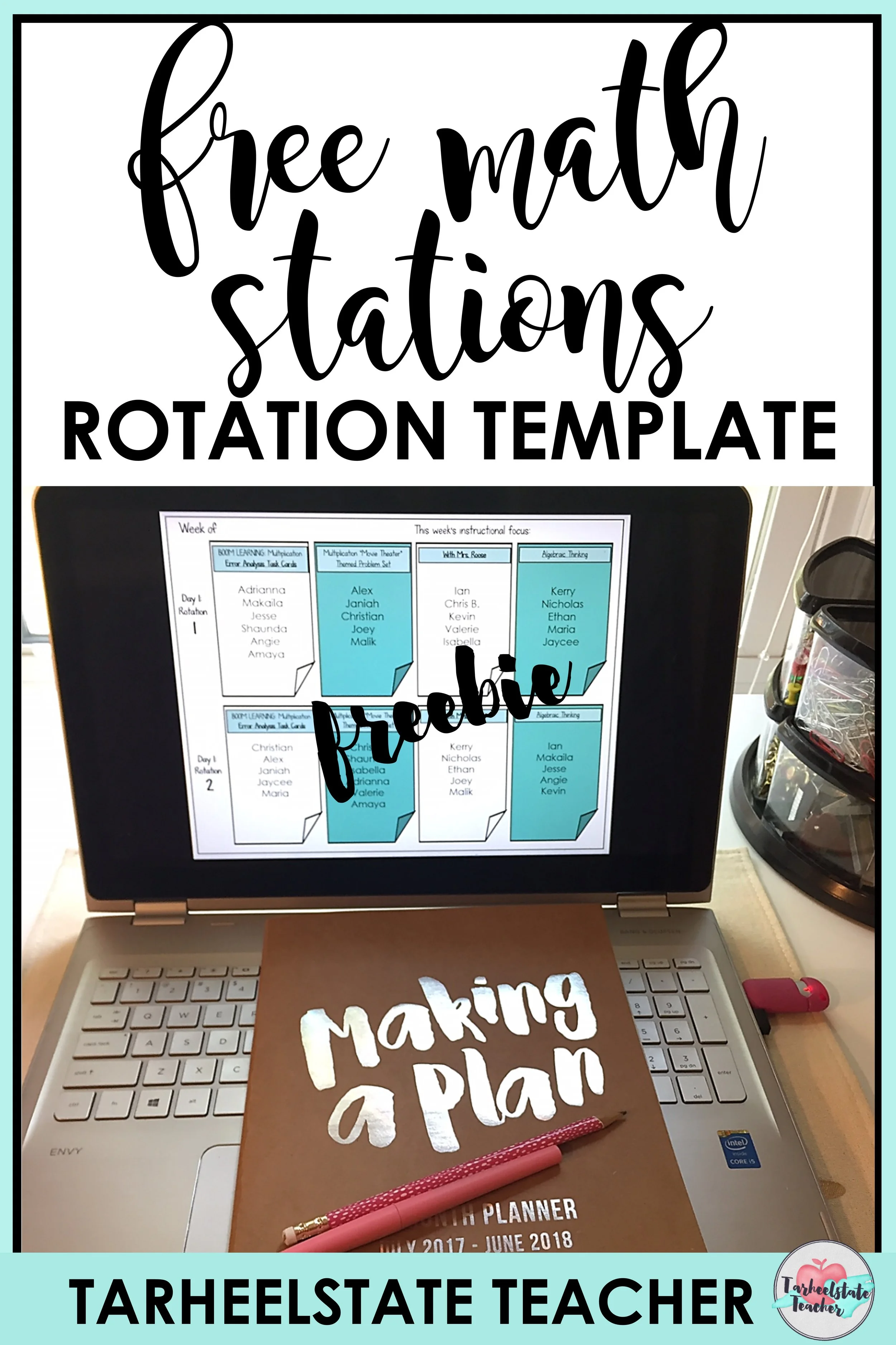 Free Math Stations Rotation Template for Upper Elementary - freemathstationsrotationmathcenterstemplate Click to pin this post for later!