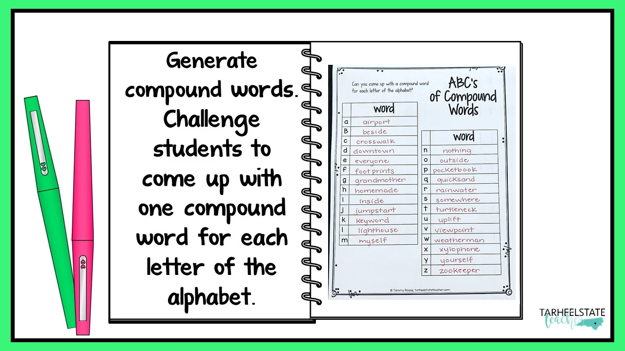 spelling worksheets for students working with compound words in the syllables and affixes spellers stage