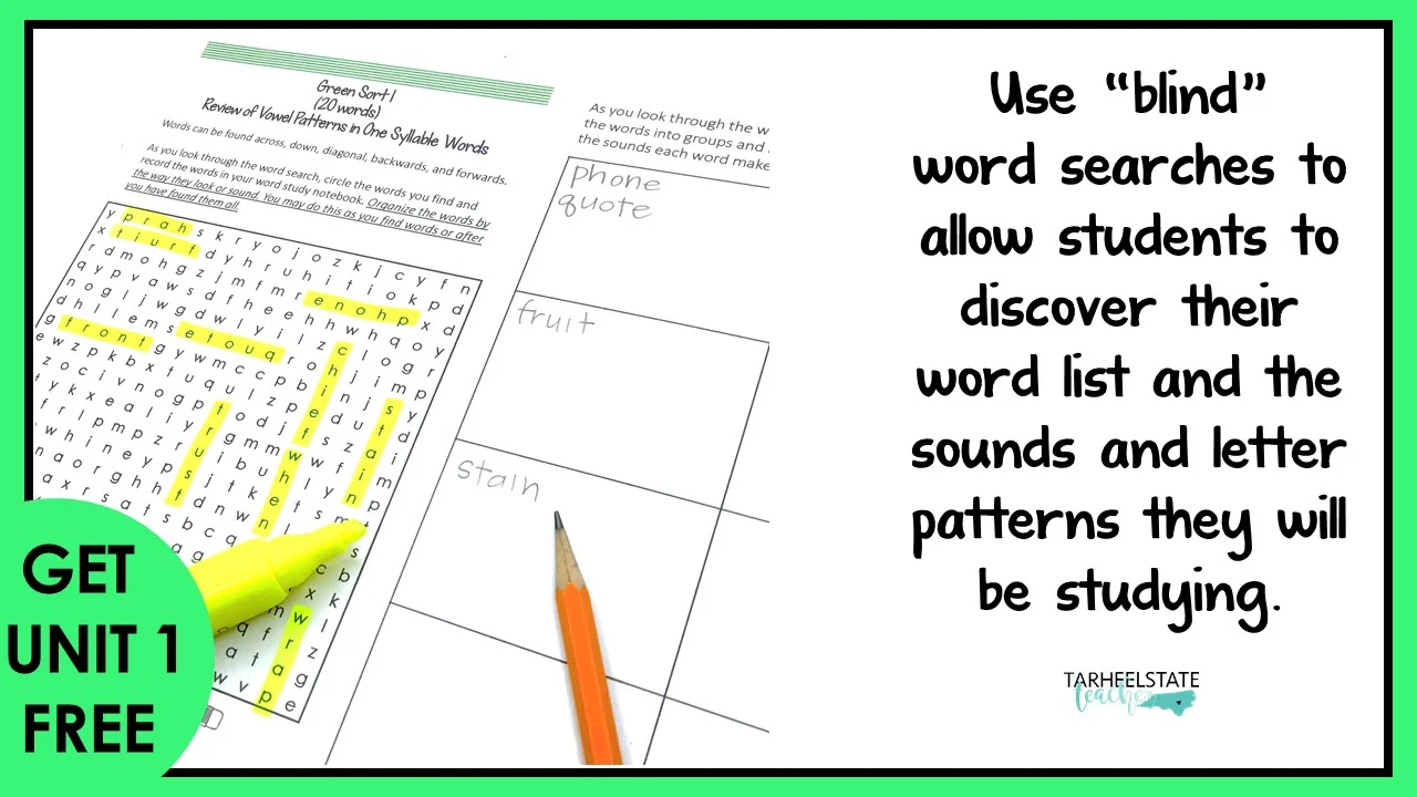 word searches for spellers in the syllables and affixes stage