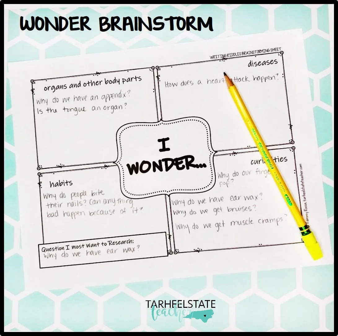 Inspiring Wonder in the Classroom with "Writing Riddles" - wonderbrainstormforhumanbodysystems wonderbrainstormforhumanbodysystems